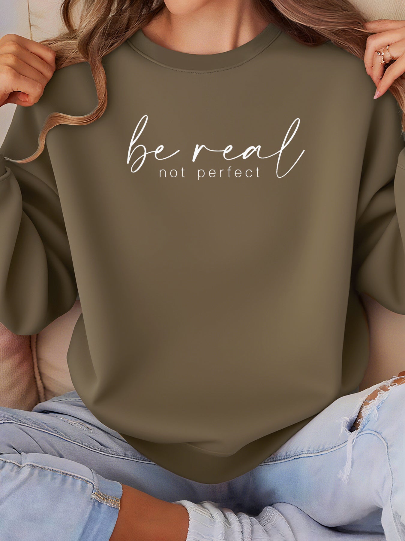 Damen Sweatshirt Rot Motivationsspruch