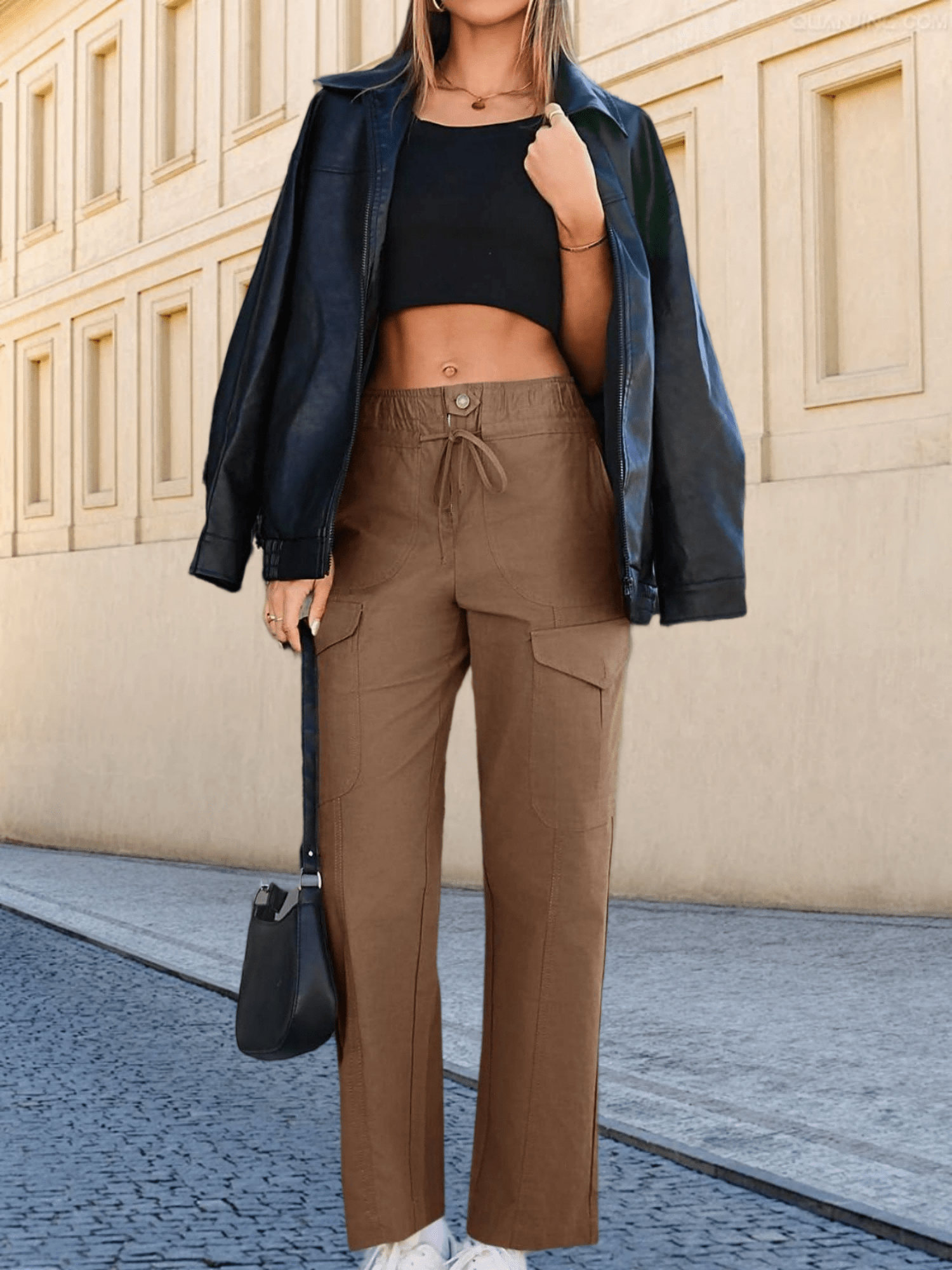 Damen Cargo Hose Wide Leg