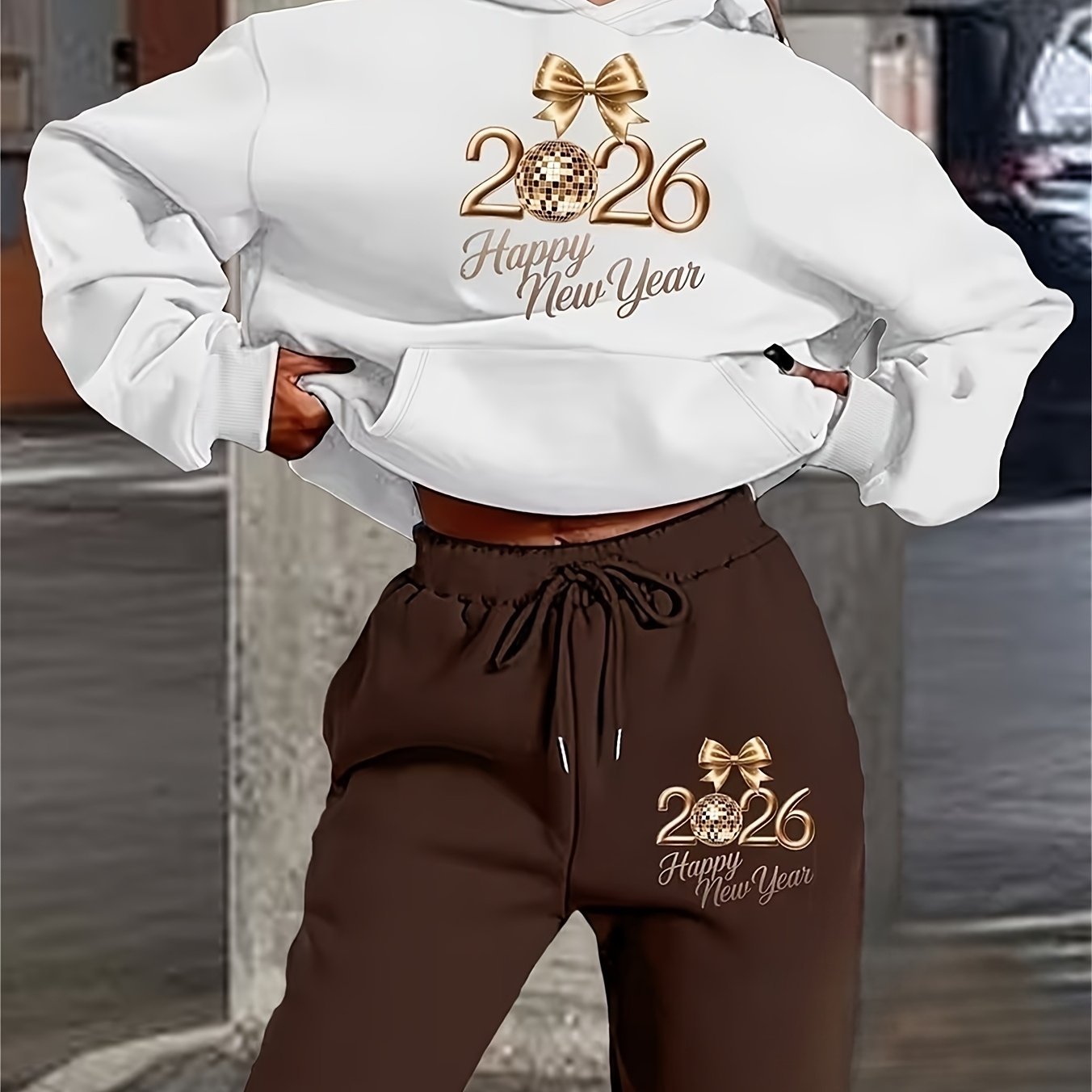 Damen Hoodie Hosen Set Print