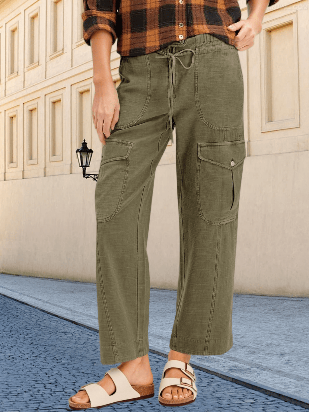 Damen Cargo Hose Wide Leg