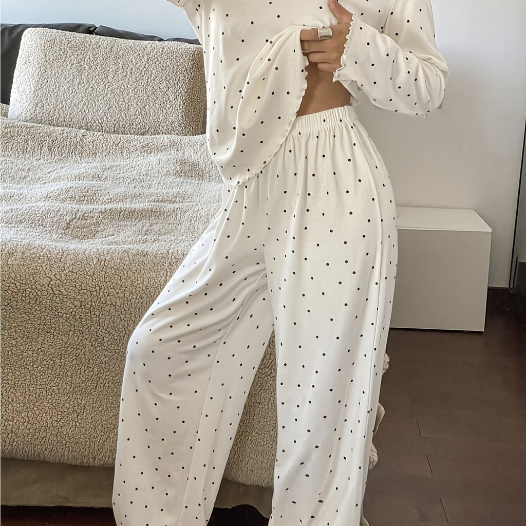 Damen Pyjama Set Spitze Schleife