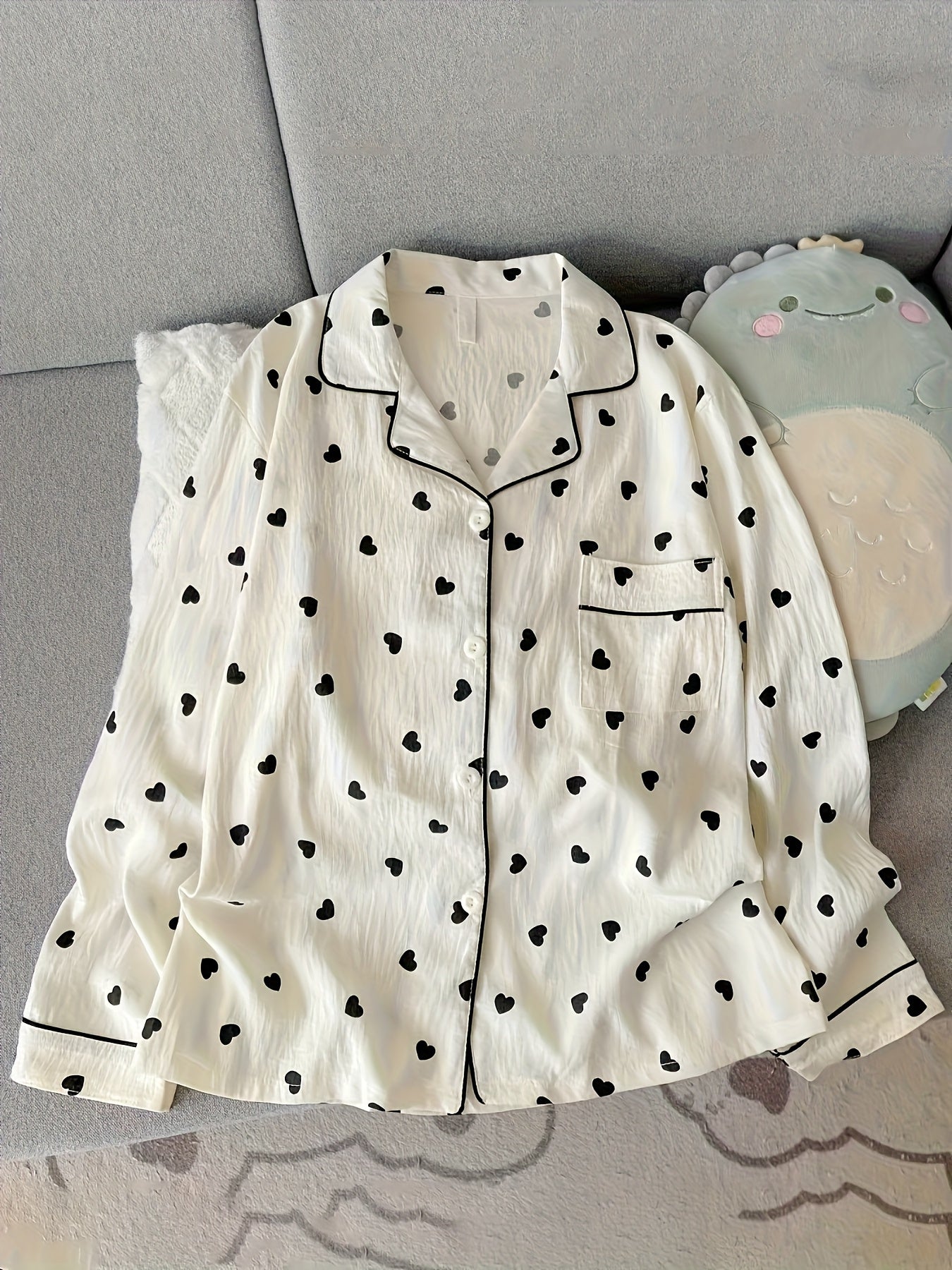 Damen Pyjama Set Herz Print