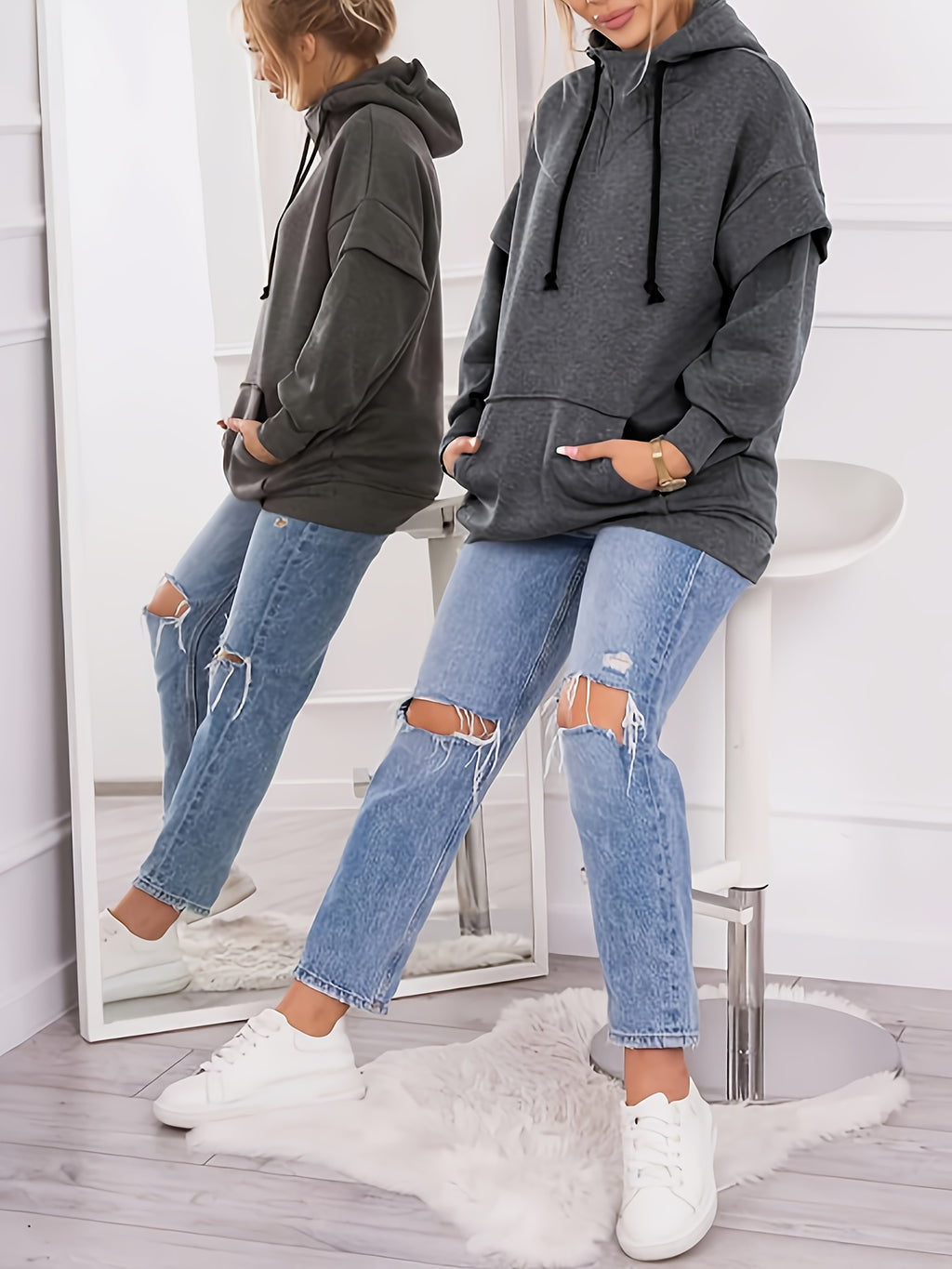 Damen Plus Size Oversize Hoodie