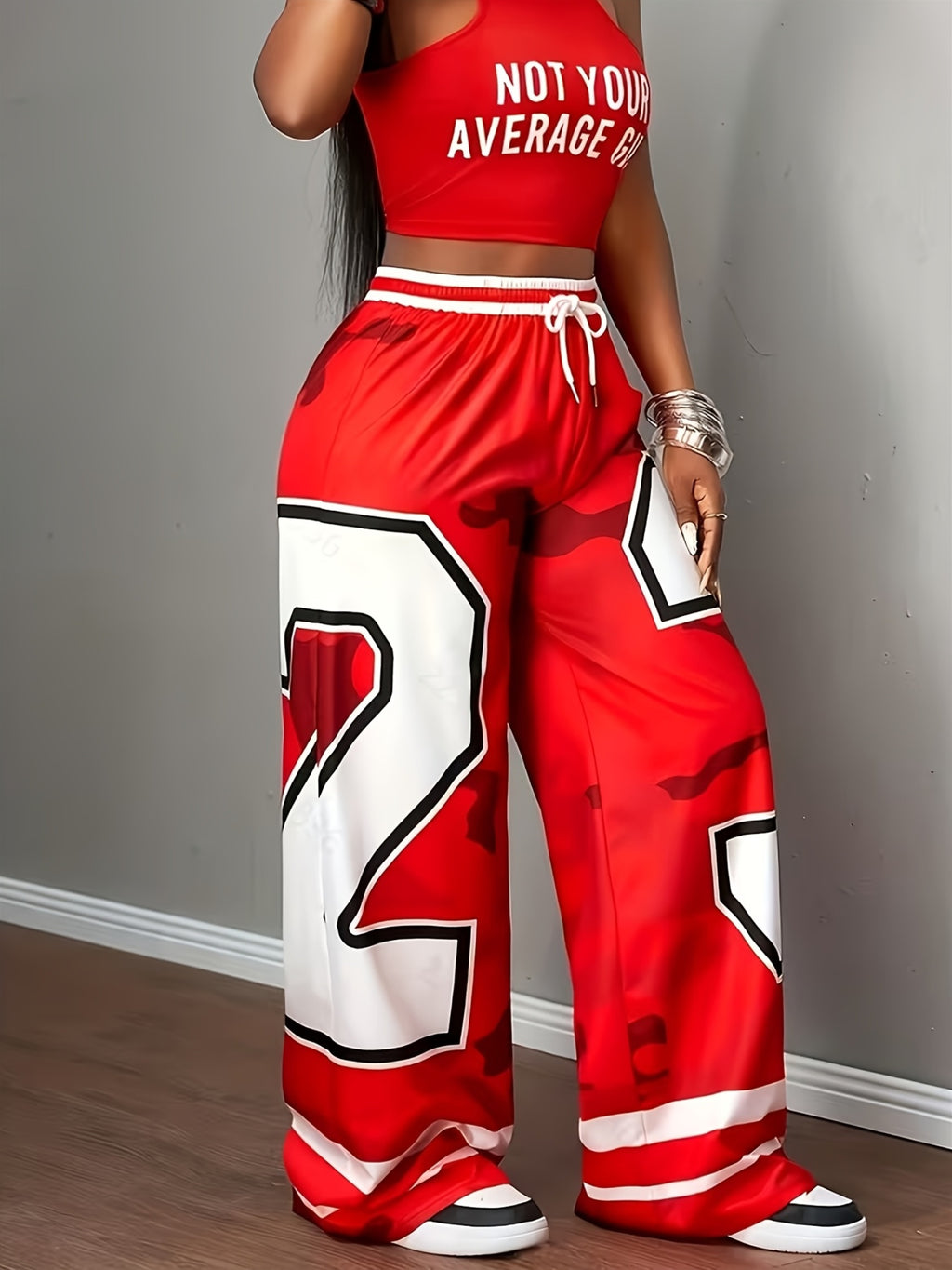 Damen Jogger Hose Wide Leg