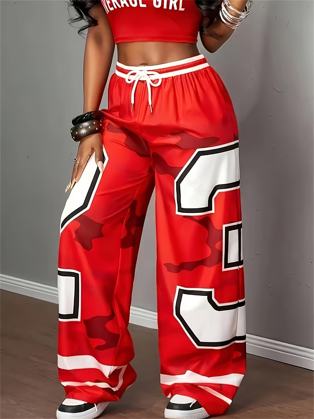 Damen Jogger Hose Wide Leg