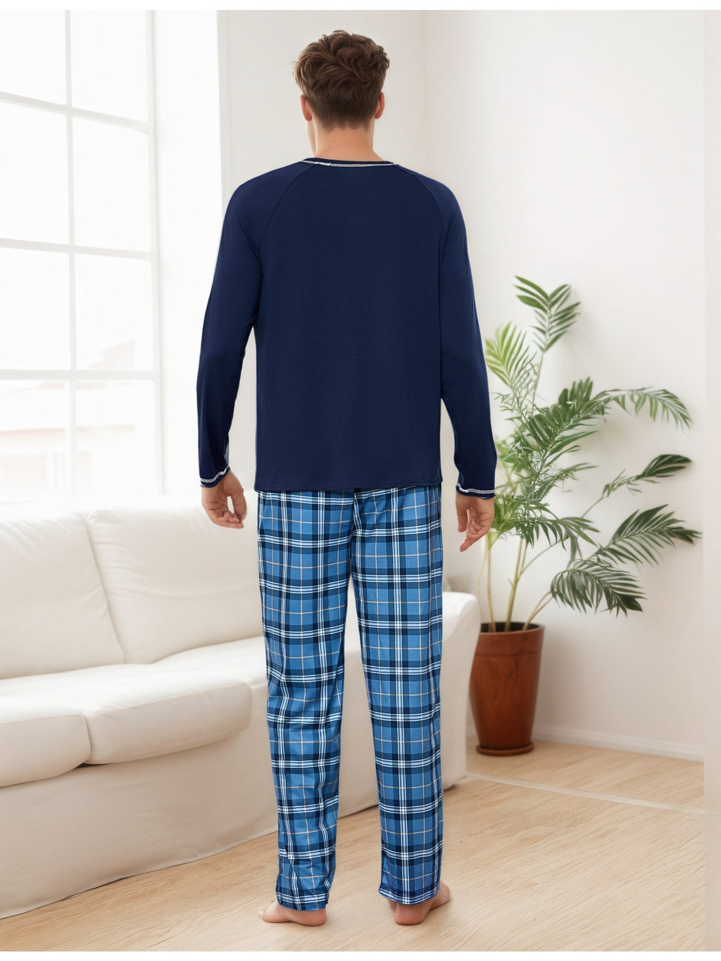 Herren Baumwoll Pyjama Streifen Winter