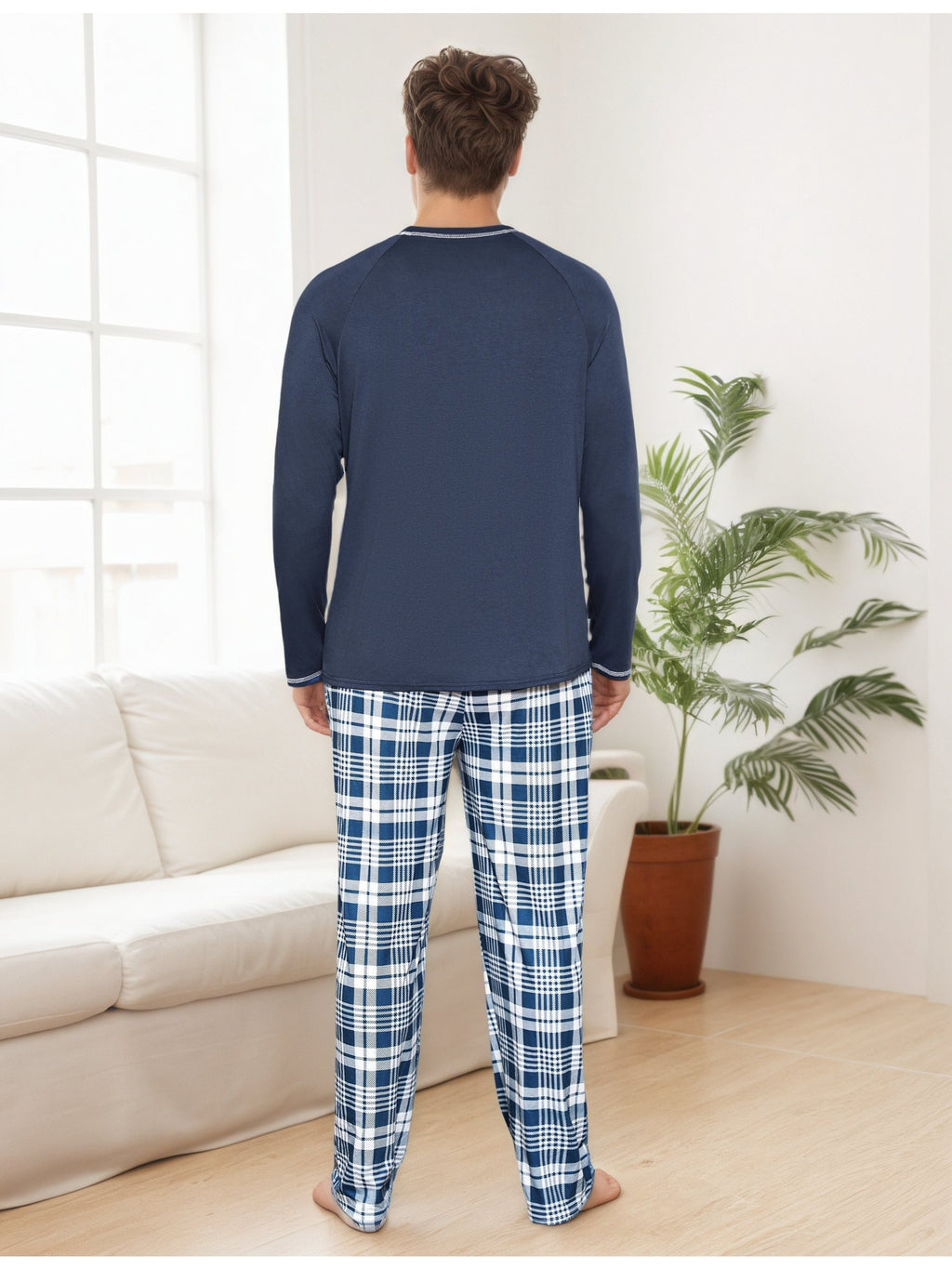 Herren Baumwoll Pyjama Streifen Winter