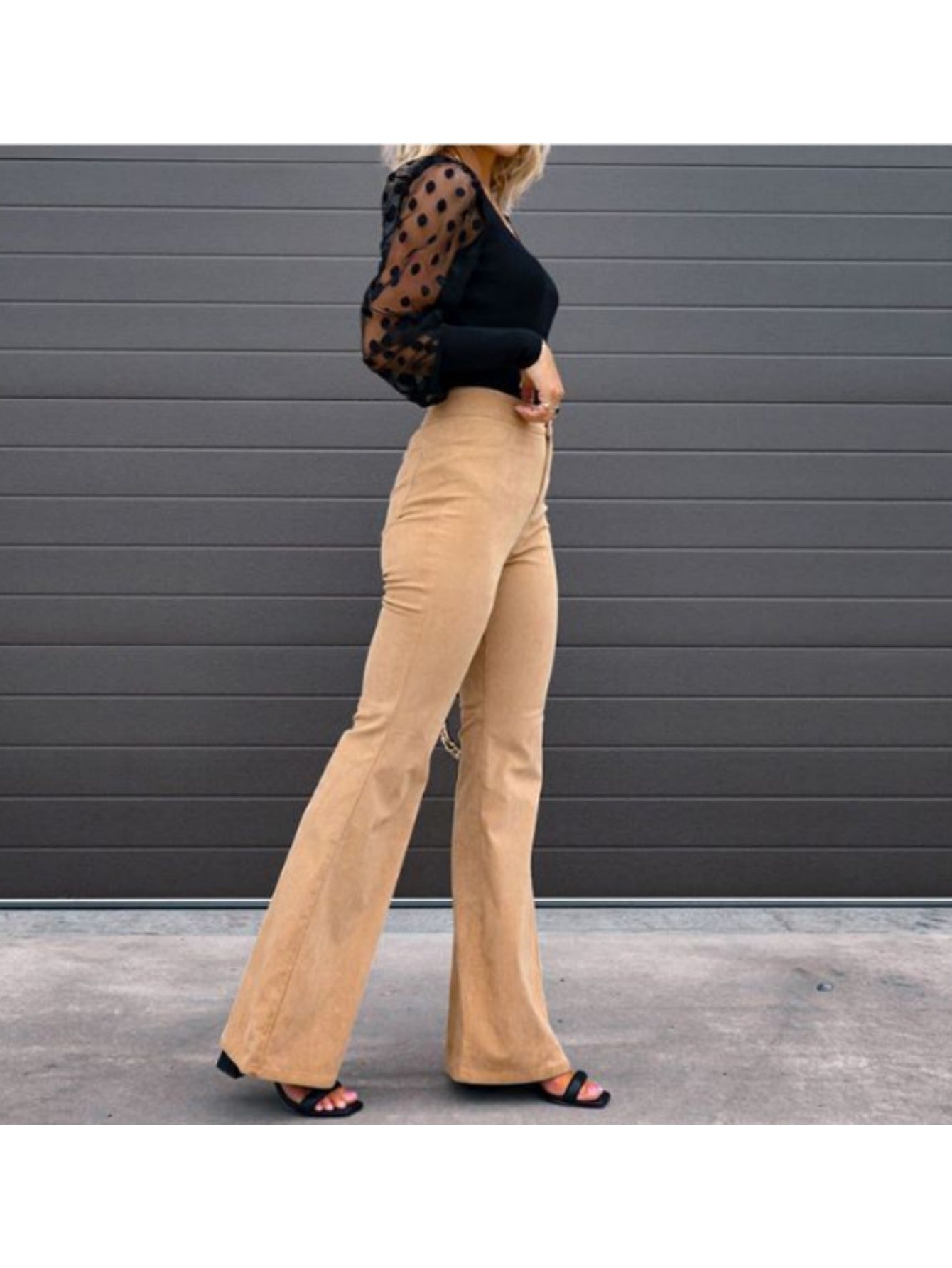 Damen Cordhose Slim Fit Flare