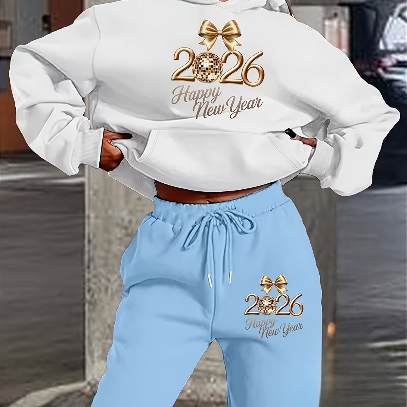 Damen Hoodie Hosen Set Print