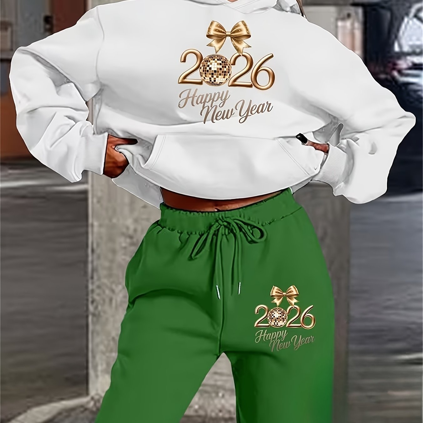 Damen Hoodie Hosen Set Print