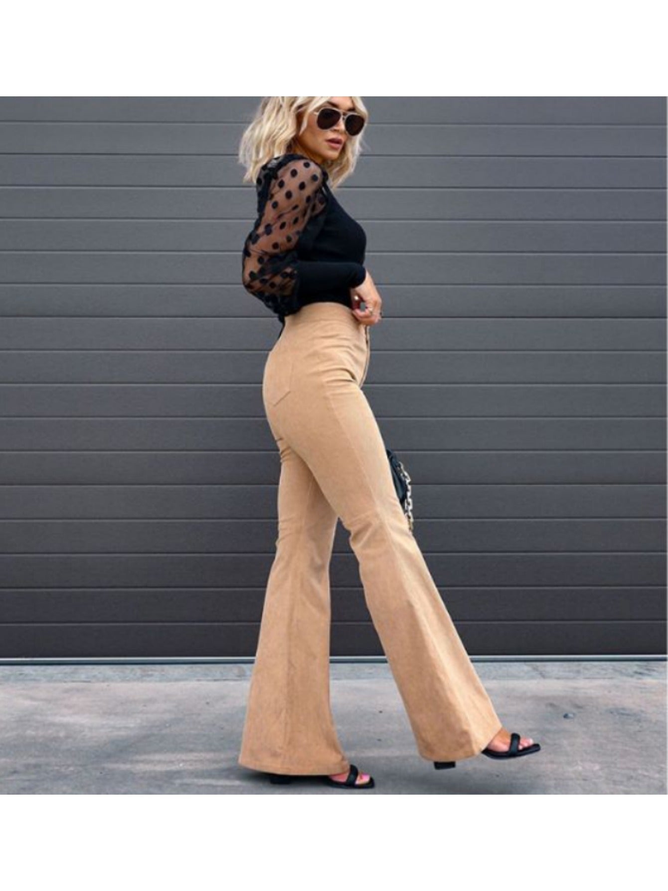 Damen Cordhose Slim Fit Flare