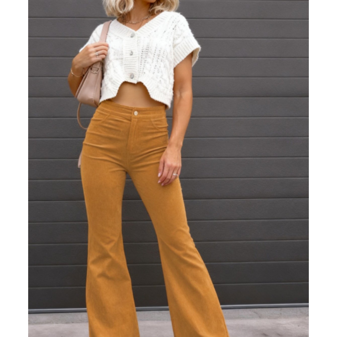 Damen Cordhose Slim Fit Flare