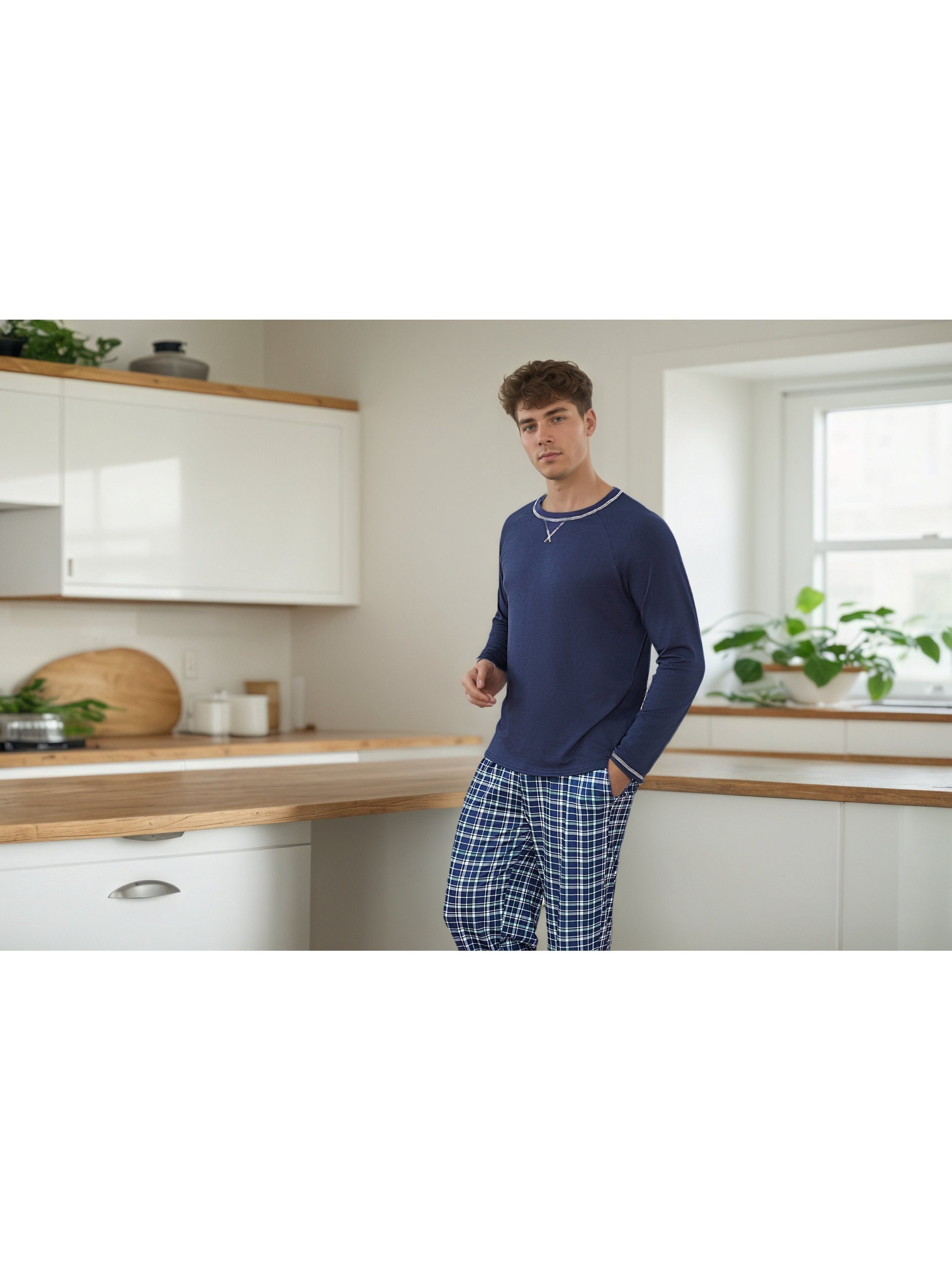 Herren Baumwoll Pyjama Streifen Winter
